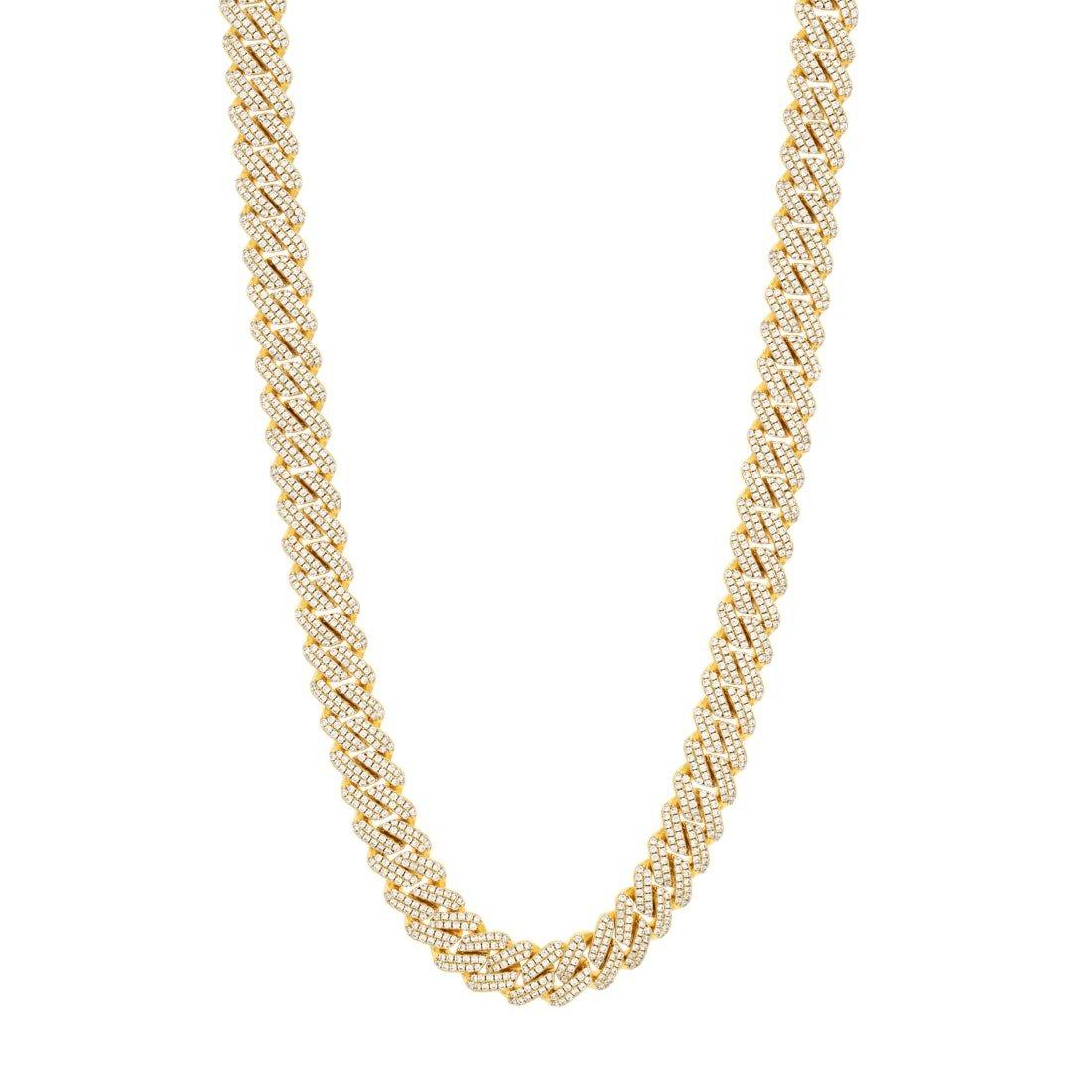 King Ice 12mm Iced Diamond Cut Miami Cuban Link Chain - 14K/White Gold - 14K/WHITE GOLD